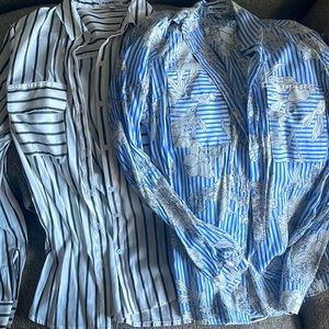 Express dress shirts (2) - color black/white and blue floral- Size XS worn once!